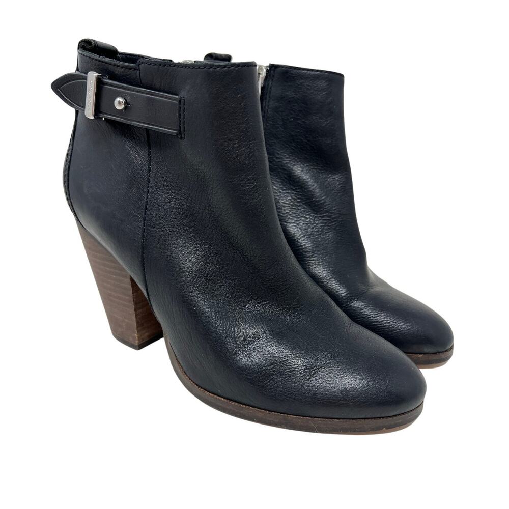 Coach Hewes Safari Leather Block Heel Bootie Boots
